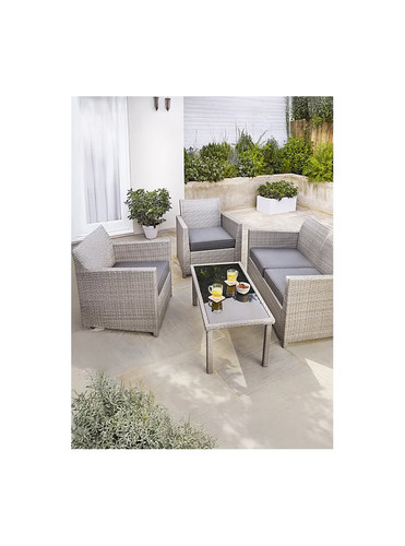 Grey rattan outdoor sofa set - outdoor,