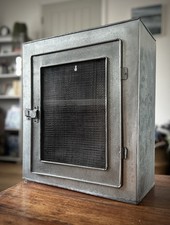 Galvanised Metal Industrial Storage Cabinet with Wire Front 38.5 x 33 x 15.5cms