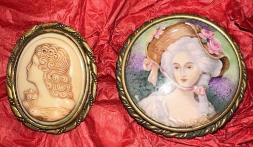 Vintage oval cameo brooch and - vintage,