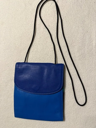 Blue leather crossbody