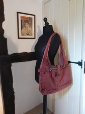 Nicole Farhi Very Large Raspberry Leather Slouchy Handbag Gun metalwork