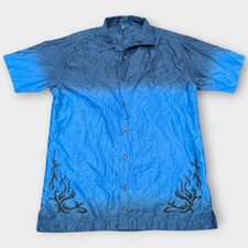 Y2K Tribal Flame Graphic Button Up Shirt
