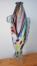 Vintage MURANO GLASS Fish Vase 33.5cm colourful 'End of Day' Glass