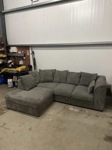 Grey cord corner sofa - sofa, delivery