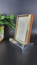 Free Standing Art Deco Style Photo Frame Metal Wood Glass 1950s