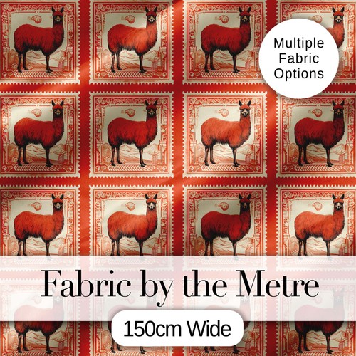 Vintage red llama stamp style - red,