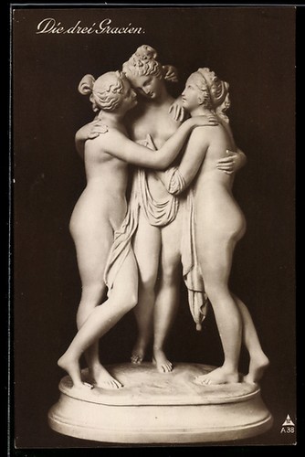 Postcard statue the three - the,