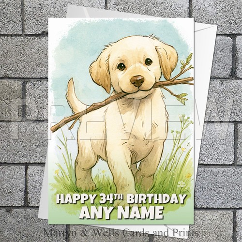 Labrador puppy birthday card - labrador,