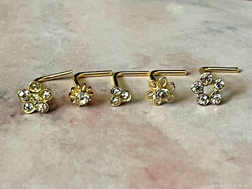 Flower nose stud carat gold - flower,