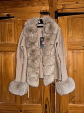 Beige Faux Fur Trimmed