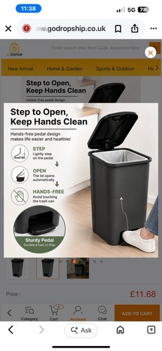 Waste rubbish bin with lid - lid, &