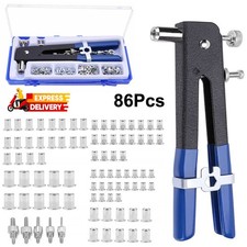 86PCS M3-M8 Heavy Duty Hand Riveter Rivet Gun Kit Threaded Metric Rivet Nut Set