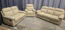 Paolo Cream Leather 3+2+1 Seater Reclining Sofas Set LOCAL DELIVERY AVAILABLE 