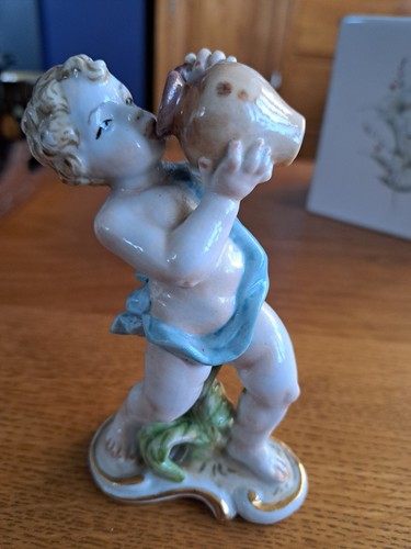 Vintage porcelain cherub - porcelain,