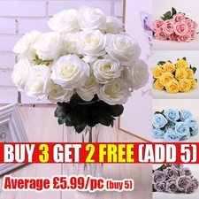 10 Heads Silk Rose Artificial Flowers Fake Bouquet Wedding Home Party Decor NEW
