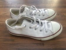 Converse All Star White Leather Children Trainers Sneakers Pumps Size 2 UK 