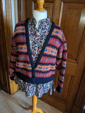 Vintage Fairisle Cardigan Shetland Wool  M 12-14 Fairisle pattern