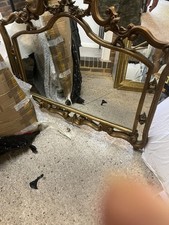 Shabby Chic Large Gold Mirror Over Mantle