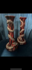 Royal Doulton Archives Burslem Artwares Flambé Snake Candlesticks