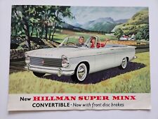 HILLMAN SUPER MINX CONVERTIBLE SALES BROCHURE 1962 1963
