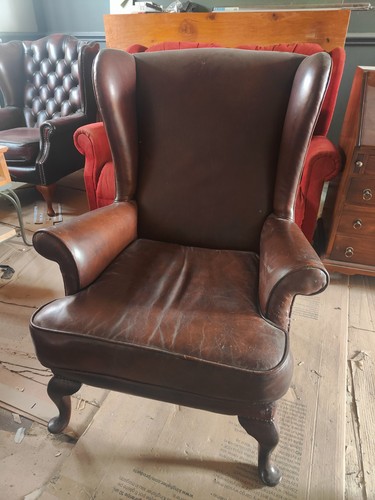 Leather wingback chair