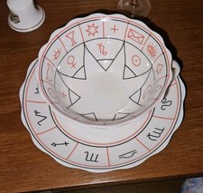 Fortune Telling Tea Cup & Saucer Ceramic Celestial Tarot Witch Oracle antique