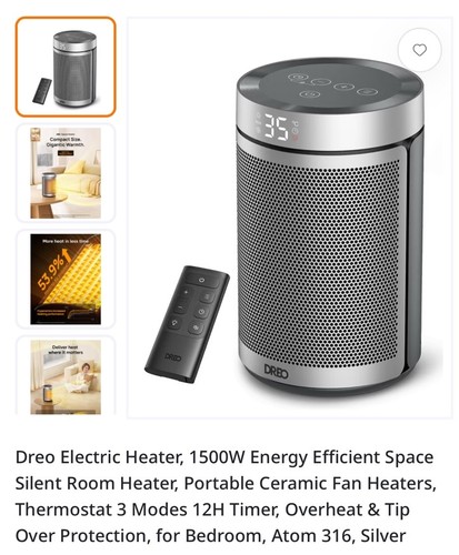 Dreo electric heater 1500w - electric, heater,