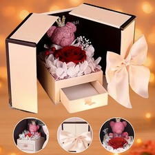 Preserved red rose box bear - preserved,