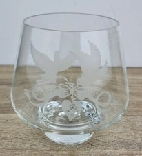 Caithness Clear Glass Vase 25th Wedding Anniversary Etched Doves Vintage..