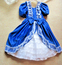 FLOWER GIRL BRIDESMAIDS PARTY DRESS 122 cm 7 YRS  24" BLUE WHITE LACE