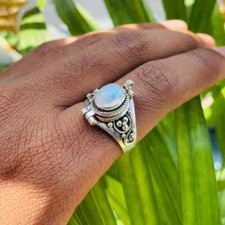 Natural Moonstone 925 Sterling Silver Hand Crafted Ring