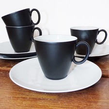 Rosenthal Raymond Loewy Espresso Cups and Saucers Set Charcoal Continental China