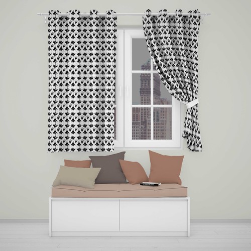 Blackout eyelet curtains black - eyelet,