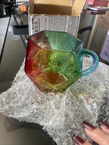 Rainbow d20 dice mug - dice,