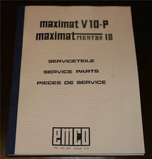 Maximat V10-P & Maximat Mentor 10 Lathe parts list