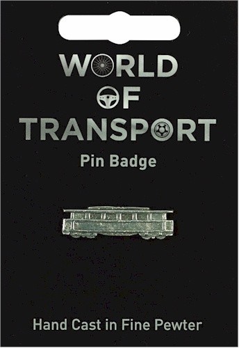 Tram silver pewter lapel pin - pewter,
