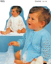 919 BABY GIRLS 4PLY MATINEE COAT & ANGEL TOP 14-18" VINTAGE CROCHET PATTERN COPY