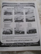 VICTORIA CARRIAGE CO AUCTION CAR STOCK LIST SUNBEAM RILEY 1978 ADVERT A4 FILE 54