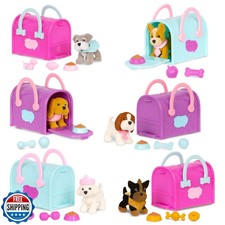 Pucci Pups – Collectible Puppy Set – 6 Toy Dogs Included – Carrier Purse – Fo