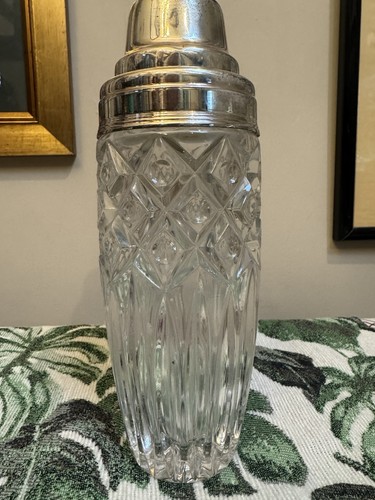 Vintage glass cocktail shaker - vintage,