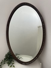 Copper Oval Mirror Edwardian Style Large Bevelled Vintage Bobbin Trim Hallway