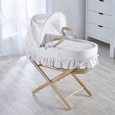 Kinder Valley Broderie Anglaise Moses Basket - Folding Stand RRP 34.99 lot GD