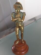 ANTIQUE 16cm BRASS DESK STATUE NAPOLEON BONAPARTE on WOODEN BASE. EMPIRE STYLE.