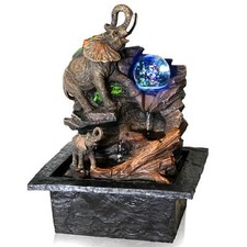 Water Feature Indoor Tabletop LED Fountain Waterfall Home Decor (Elephant)