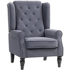 HOMCOM Accent Armchair Home Furniture Retro Tufted Club Fabric Charcoal Grey