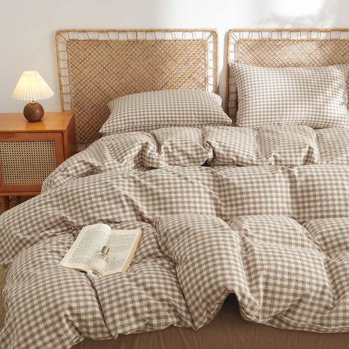 Cotton gingham duvet cover set - cotton,