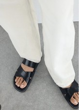 Zara Black Flat Strappy Slider