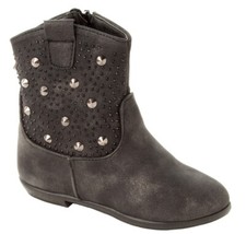 GIRLS STUDDED CASUAL FLAT ANKLE BOOTS KIDS SCHOOL SHOES SIDE ZIP UK SIZE 10-2