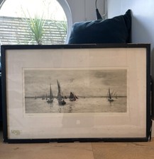 William L Wyllie Signed Etching.  Sailing Off The Isle Of White