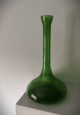LARGE 70s VINTAGE EMPOLI STYLE LONG NECK FLASK VASE.